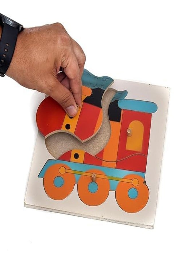 TOODLES Wooden Jigsaw Puzzle Combo of Train-Shaped Puzzle Toy Set Indoor Family Activity | Suitable for Gifting, 3 Pieces P3 (Train) - Image 3